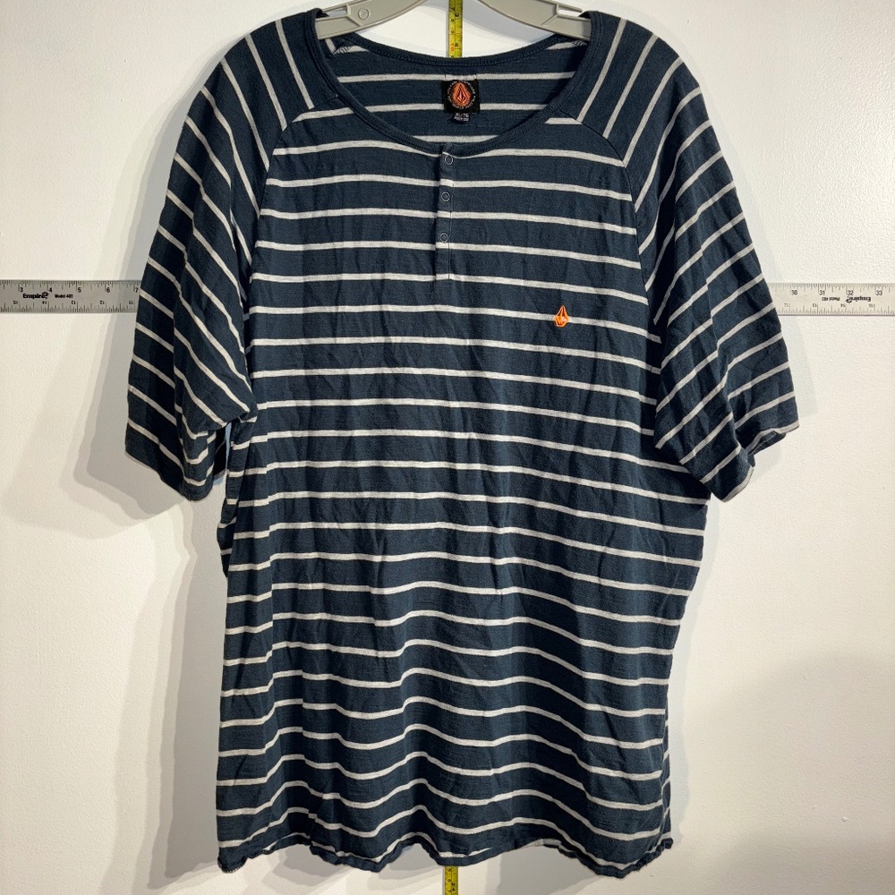 Volcom Blue striped Tee shirt